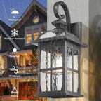 Darkaway 2pcs Large Outdoor Wall Light, 22inch Exterior Light Fixture with Water Ripple Glass, Aluminum Outside Lights Sconces Exterior Lighting for House Porch Patio Doorway