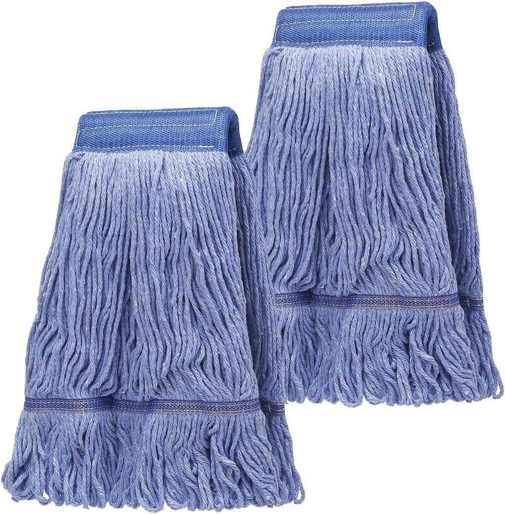 2 Pack Mop Head Replacement, Cleaning Heavy Duty Mop Head Commercial Replacement, Wet Industrial Blue Cotton Looped End String Head Refills, Wet Refills Head Optimal Absorption and Durability (Blue)