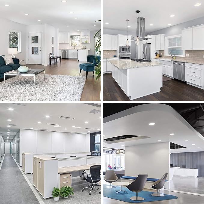 Lepro 6 Pack 6 Inch LED Recessed Ceiling Light with Junction Box, 5000 Kelvin Daylight Wafer Ultra-Thin, 1050 Lumen Dimmable Retrofit Downlight, 12 watt Eqv. 100 watt, ETL, Energy Star & FCC Certified