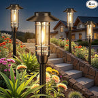 4 Pack Solar Pathway Lights Outdoor, Upgraded Bright Solar Powered Garden Light Outside, Waterproof Outdoor Lighting for Landscape Lawn Patio Yard Path Driveway Walkway Decor, Warm White