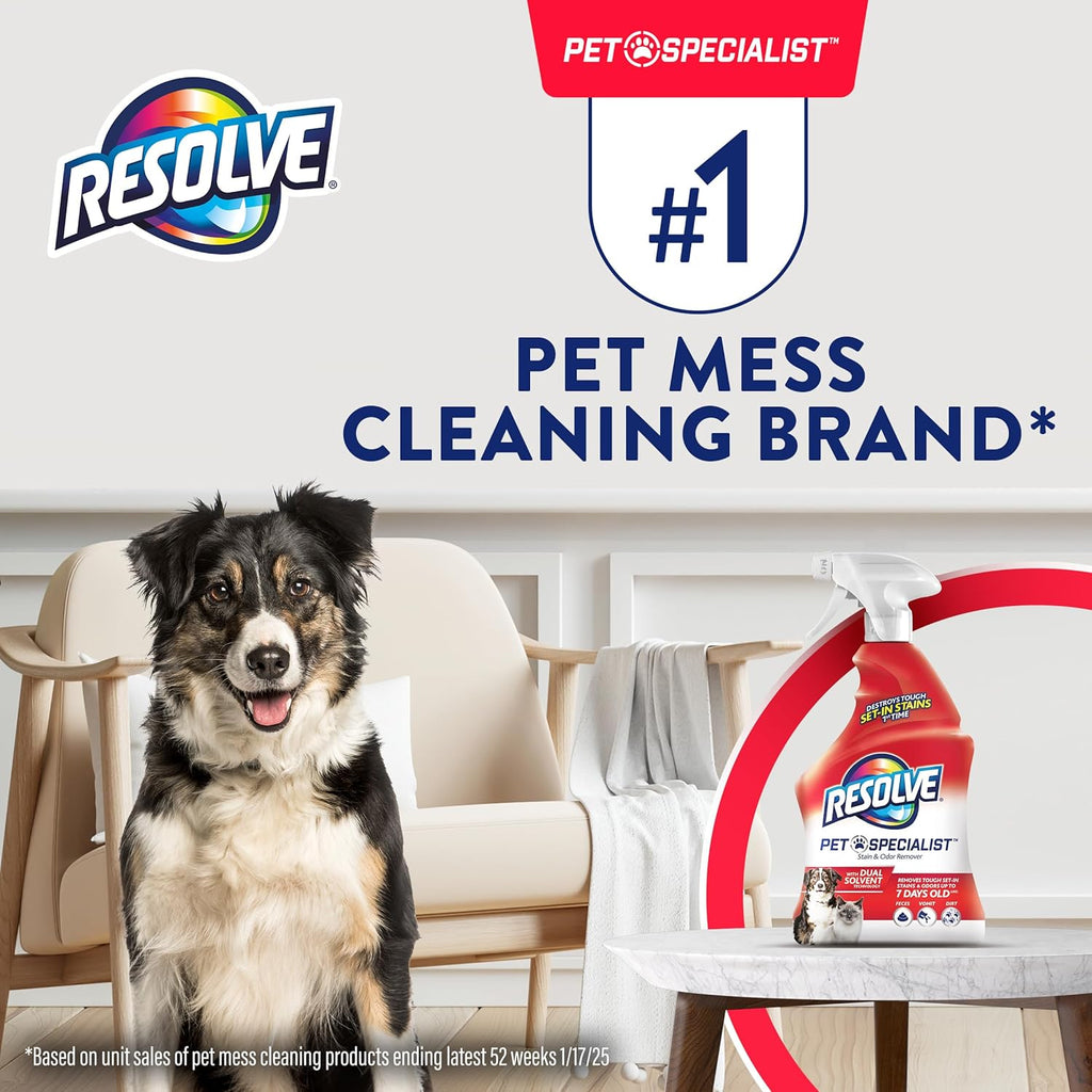 Resolve Pet Specialist Stain & Odor Remover Spray – Pet Stain and Odor Remover, Carpet Cleaner Solution for Dog and Cat Urine, 22Fl Oz