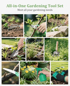 Gardening Tool Set for Women - 10 Piece Heavy Duty Stainless Steel Garden Tools Kit with Ergonomic Non-Slip Handle and Stylish Storage Tote Bag, Ideal Gardening Gifts for Mom, Grandma, Gardeners