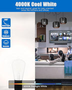 MASTERY MART 36 Pack Vintage LED Edison Bulbs, E26 Led Bulb 5.5W Equivalent to 60W, Dimmable, 4000K Cool White, High Brightness ST58 Antique LED Filament Bulbs, Clear Glass