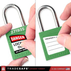 TRADESAFE Lockout Tagout Locks Set - 10 Green Keyed Alike Padlocks, 2 Keys Per Lock, OSHA Compliant Loto Locks for Lock Out Tag Out Stations, Premium Grade