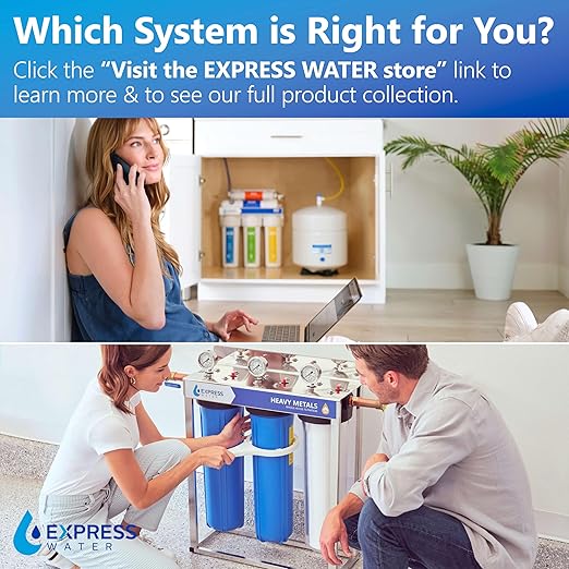 Express Water Whole House Water Filter System | IRON & MANGANESE | 3 Stage Full Home Filtration, Top-Tier Filters Removes Stains/Color on Glass-Ware, Fixtures, Laundry, Signf. Reduces Lead & Arsenic