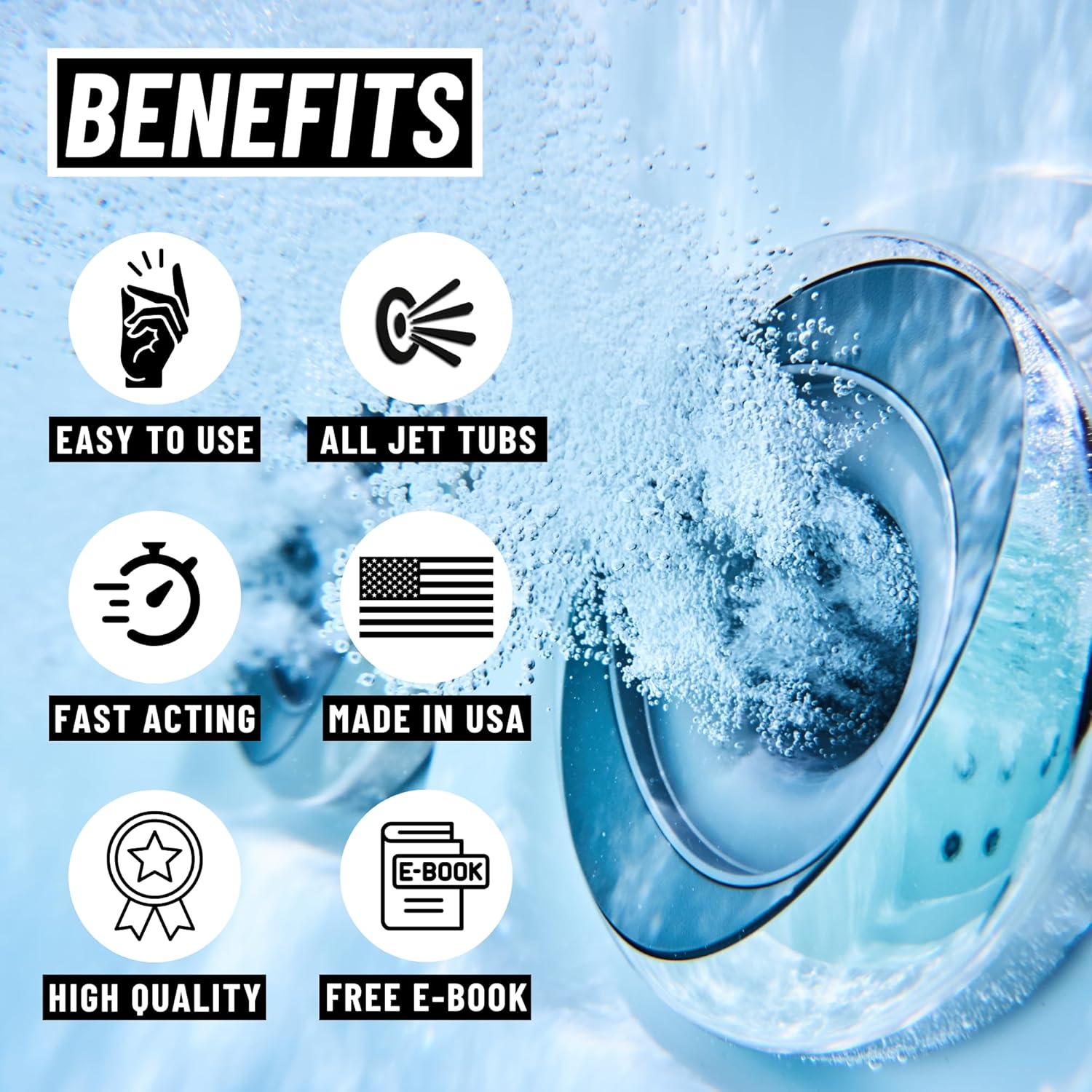 Jetted Tub Cleaner For Bathtub Jets - Whirlpool & Jacuzzi Tubs, Fast Acting, Best Spa Cleaner Chemical For The Jets And The Tubes, Pro Grade Heavy Duty, Made In USA, 16 oz