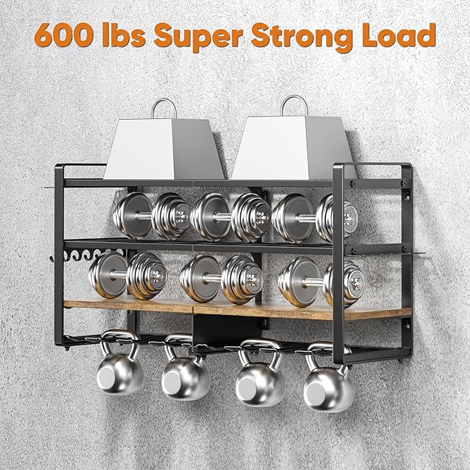 33" W Large Power Tool Organizer with Charging Station, 4-Layer Heavy Duty Utility Rack Loads 400lbs, Holds 8 Cordless Drills, Wall Mount Tool Shelf with 8-Outlet Power Strip, Gift for Men