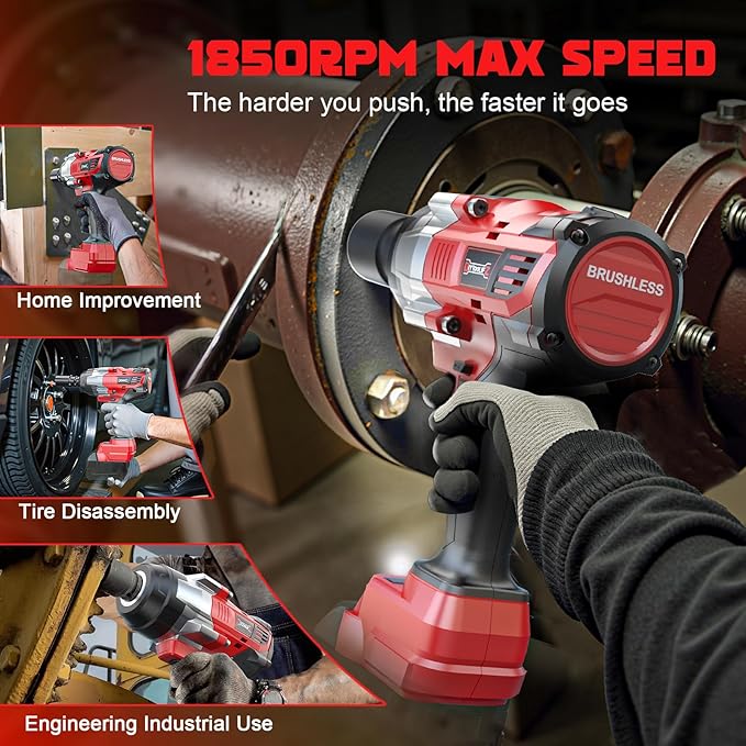 Cordless Impact Wrench 1/2 inch Compatible with Milwaukee 18v Battery, 1700 Ft-lbs High Torque Impact Driver, Electric Impact Gun with 4 Modes & LED Light for Car, Truck, Mower(Bare Tool)