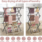 APEXCHASER Clothes Drying Rack, 3-Tier Laundry Drying Rack for Clothes, Expandable Metal Clothing Dryer, Collapsible Towel Rack, Air Drying Rack, Black