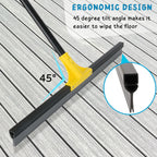 Floor Squeegee for Concrete and Tile Cleaning, 24'' Rubber Wiper Broom, Large Heavy Duty Water Scraper with 60'' Long Handle for Garage, Deck, Bathroom, Shower Glass, Window