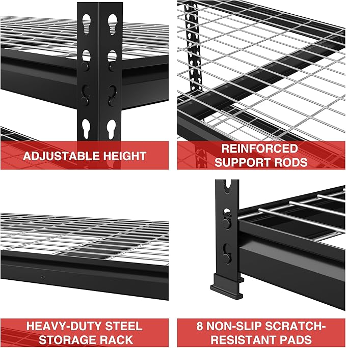 WORKPRO 5-Tier Metal Shelving Unit, 48”W x 24”D x 72”H, Heavy Duty Adjustable Storage Rack, 4000 lbs Load Capacity (Total), for Garage, Basement, Warehouse, Workshop
