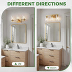 DORESshop 17 Inch Bathroom Light Fixtures, 3-Light Copper Bathroom Lighting Fixtures Over Mirror with Clear Glass Shade, Vanity Lights for Living Room Bedroom