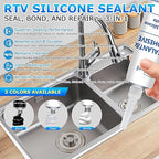 White Silicone Sealant & Adhesive RTV 100% Silicone Caulk Waterproof High Strength Adhesive All-Purpose Shrink & Crack Proof Caulking for Kitchen, Bathroom, Windows & Car - 1.8oz/50g