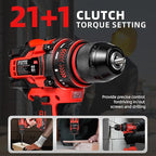 Power Drill, Cordless Drill with 2 × 2.0Ah Batteries, 3/8 inch Cordless Drills, 45Nm Small Drills Cordless, electric drill&LED Light, power drill cordless for Drilling and Tightening/Loosening Screws