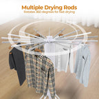 4-Legged Clothes Drying Rack Foldable,2 Tier Portable and Collapsible Space Saving Laundry Drying Rack with 4 Pulleys,Aluminum Dry Rack for Clothes