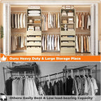Aheaplus Closet System Set of 2, 4-9Ft Wood Closet Organizer with Drawers & Shelves, Closet Organizer System with 8 Hanging Rods, Walk-in Closets Organizer Wardrobe Closet Rack, White Oak1