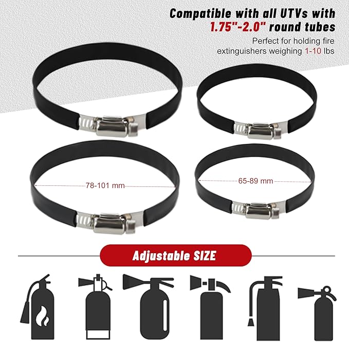 UTV Fire Extinguisher with Mount Kit- Quick Release Roll Bar Fire Extinguisher Bracket Holder for Any Vehicle with 1.75"-2" Roll Bar, Compatible with Polaris RZR/Can Am X3/Jeep Wrangler