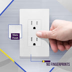 ENERLITES 20 Pack Matte White Decorator Receptacle with Screwless Wall Plate, Standard Electrical Wall Outlet, 15A 125V, Self-Grounding, 2-Pole, 3-Wire, UL Listed, 61502-TR-MWSID, Tamper Resistant