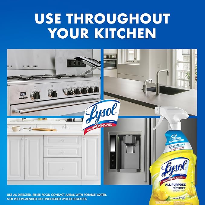 Lysol All Purpose Cleaner Spray, Multi-Purpose Disinfecting Spray & Bathroom Cleaner, Lemon Breeze + Island Breeze Scent, 32 Fl Oz (Pack of 3)