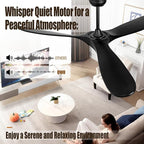 60" Ceiling Fans Without Light, Wood Ceiling Fan with Remote Control and Quiet DC Motor, Ceiling Fan no Light 3 Blades, Outdoor Ceiling Fans for Patios without Lights