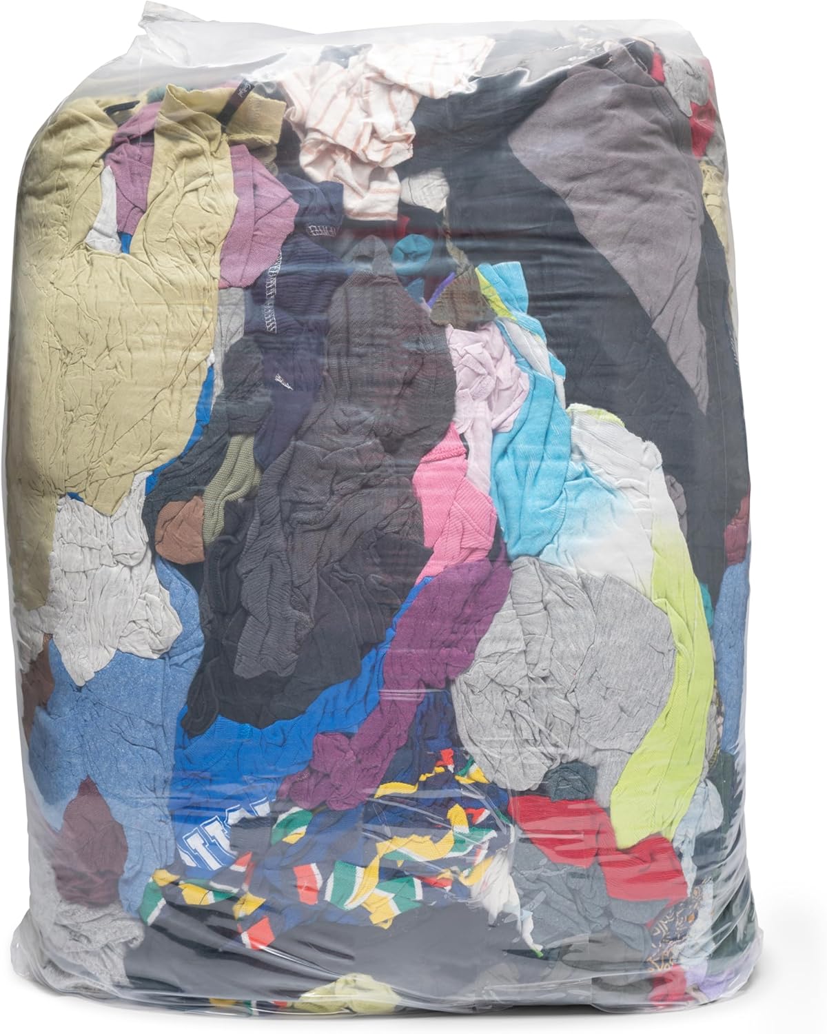 Buffalo Industries (10085PB) Recycled Multicolored T-Shirt Cloth Rags, 50 lb. bag, All-Purpose Rag for Cleaning, Paint Spills and Cleanup, Staining, Polishing, Dusting, Made from Recycled Materials