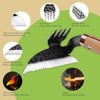 AON All-Purpose Japanese Weeding Sickle & Razor Hand Hoe, Forged Steel Weed Puller Tool with Sharp Edge & 4-Tine for Digging, Weeding, Uprooting in Vegetable Gardening, Backyard or Raised Garden Beds