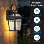 Front Porch Lights Outdoor Wall Lights Exterior Wall Sconce, Matte Black Exterior Light Fixtures with Seeded Glass Farmhouse Outdoor Lighting Fixtures for House Garage Porch Patio, 2 Pack