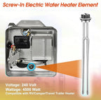 Mornajina 2 Packs 02582 Electric Water Heater Elements 4500W 240V, Hot Water Heater Replacement Parts Screw-in RV Hot Water Heater Fit Most Models, Foldback Type