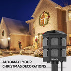 TiFFCOFiO Outdoor Power Strip Timer, Dusk to Dawn Light Sensor Countdown, 6 Feet Extension Cord Waterproof, 6 Grounded Outlets for Halloween and Christmas Decorations, ETL Listed (6 FT)