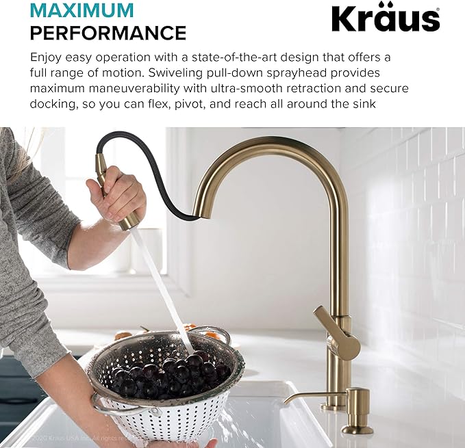 KRAUS Oletto Single Handle Pull Down Kitchen Faucet in Matte Black, KPF-2820MB