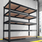 REIBII 48.2" W Garage Shelving, Storage Shelves Load 3000LBS, Adjustable Garage Shelving Heavy Duty for Pantry, Basement, Warehouse, 48.2" W X 71.9" H X 24" D, Black