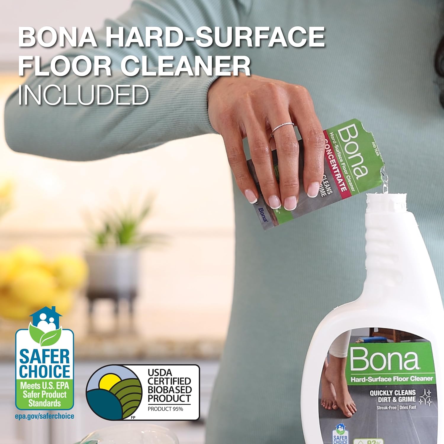 Bona Multi-Surface Floor Care Kit - Includes Microfiber Mop, Microfiber Cleaning Pad, Hardwood Floor Cleaning Solution, and Multi-Surface Floor Cleaning Solution - Kit for Hard Floors