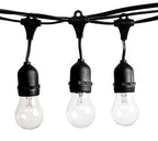 Hometown Evolution, Inc. 24 Foot E26 Outdoor Commercial String Lights with Suspended Socket for Weatherproof Heavy Duty Vintage Outside Lighting - Set of 12 A15 Clear Bulbs