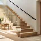 Meranti Aluminum Handrail for Indoor or Outdoor Steps and Stairs – Hand Rails for Elderly – DIY Complete Stair Railing Kit (AHR, Black, 8' Length)