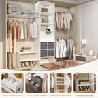 8ft Closet System with Drawers, 99 Inches Walk in Closet Organizer System with 3 Hanging Rods, Adjustable Built in Closets Systems, Sturdy Closets Insert, Easy Assembly, Max Load 1000 Lbs, White
