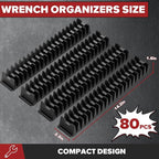 80PCS Modular Wrench Organizer Wrench Holder - Wrench Tool Organizers for Tool Drawer Storage, Wrench Storage Set with Metric & SAE Label, Rack Tool Gift for Professional Mechanics Men, Black