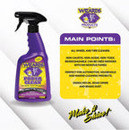 Wizards Power Clean Wheel and Tire Cleaner - Non Caustic and No Acid Biodegradable Interior Car Cleaner - Safe on All Kinds of Wheels - Dissolves Grease, Brake Dust and Road Grime - 22 oz