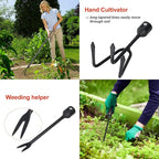 Garden Tools Set with Extension Handles, 5 Piece Thick Gardening Hand Tools, Heavy Duty Steel Rust-Proof Weeding Planting Tool Ideal Gardening Kit Gifts for Women and Men