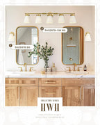 Bathroom Light Fixture, HWH 5-Light Bathroom Vanity Light Brushed Gold Vanity Lighting Over Mirror, Modern Vanity Lights with Frosted White Striped Glass, 5HZG97B-5W BG