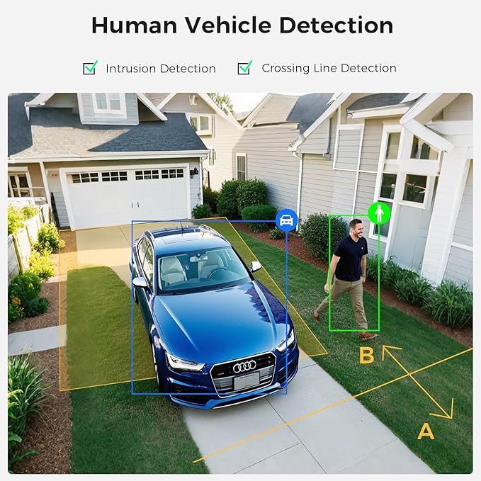 [Dual Lens+Human Tracking] Hiseeu 4K PoE Security Camera System, 4 Pcs 6MP PoE PTZ Cameras, 300°Pan 90°Tilt,Color Night Vision, Motion Detect,2 Way Audio,Smart Playback,0 Fee, 3TB HDD, 7/24 Record