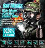 Gas Respirator Mask with 40mm Activated Carbon Filter & Supply Air Hose, Gas Masks Survival Nuclear and Chemical Military Grade, Respirator Mask for Chemicals, Dust, Paint Spray, Organic Vapor