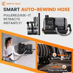 Giraffe Tools Grandstorm Retractable Vacuum Cleaner Wall-Mounted, Shop Wet Dry Vacuum Cleaner with 6 Nozzles for Car Detailing Remote Control Garage Vacuum, Grey