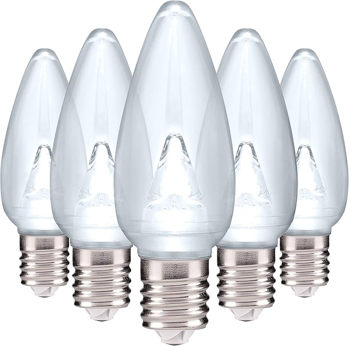 Holiday Lighting Outlet Smooth C9 Christmas Lights | Cool White LED Bulbs for Indoor & Outdoor Christmas Decor | Set of 25
