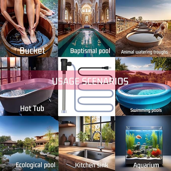 1500W Immersion Water Heater for Hot Tub & Pool – Portable Electric Submersible Heater with Temp Control, Auto Shut-Off, and WiFi Timer for Spa, Bathtub, Above Ground Pool, and Swimming Pool