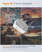 TESSAN South Africa Plug Adapter, Type M Adapter for South Africa with 4 Outlets 3 USB (2 USB-C), Type M Adaptor for US to Namibia Botswana India Nepal Mozambique Sri Lanka