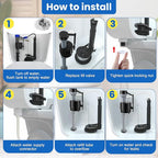 Saillong Universal Toilet Flusher Replacement Kit, Fill Valve, 2-Inch Flapper, Side Mount Handle Lever, Water-Saving, Adjustable Toilet Repair Kit Inside Tank, Easy to Install(1 Set,Dark Grey, Black)