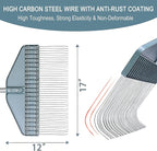 Thatch Rake & Leaves Rake 66-Inch Adjustable S/S Handle Heavy-Duty Design for Garden Lawns and Farms Ideal for Cleaning Up Dead Grass Fallen Leaves and Animal Bedding Dethatcher rake