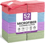 Microfiber Cleaning Cloth, 52 Pack Assorted Color Cleaning Rags for Housekeeping, Colorful Reusable Microfiber Towels for Car, Kitchen, Bathroom and Household Cleaning Supplies, 11.8"X11.8"