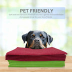 10 Pack Extra Large Original German Holiday Shammy Cloths Chamois Towels Super Absorbent for Pets, Parenting Tool Cleaning for Home and Commercial Use Wholesale Bulk (Red and Green)