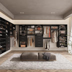 ROOMTEC 25.5" Tall Hanging Closet Unit, Modular Closet System with Hanging Rod, Wardrobe Organizer for Bedroom or Walk-in Closet, Wall Mounted, Customizable Clothes Storage Unit, Black